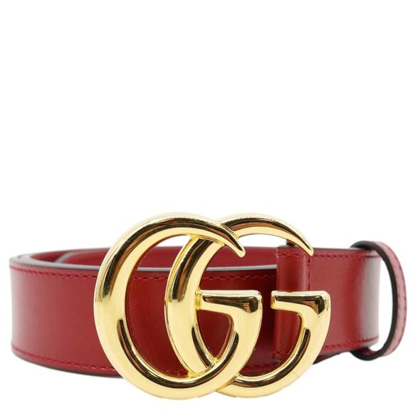 Gucci  Double G buckle Marmont Leather Belt Red 414516 Size 80.32 - Picture 1 of 10